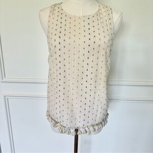 A New Day Cream and Gold Embroidered Tassel Hem Sleeveless Top XS